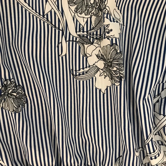 Blue and white striped floral off the shoulder top - Picture 5 of 5